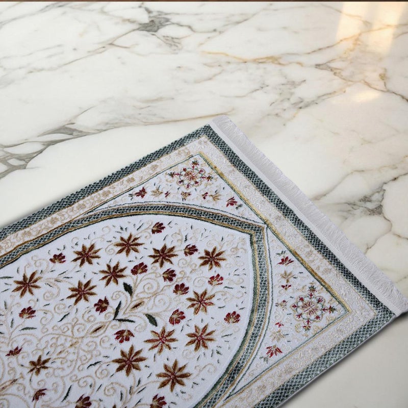 Melen Turkish prayer rug - prostration - green - cream - Image 3